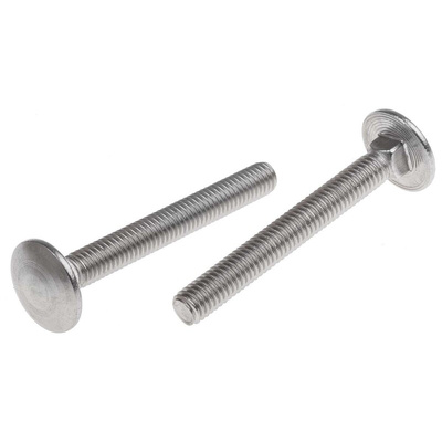 Plain Stainless Steel Coach Bolt, M6 x 50mm