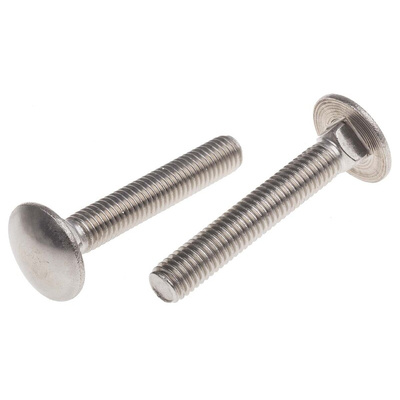 Plain Stainless Steel Coach Bolt, M8 x 50mm
