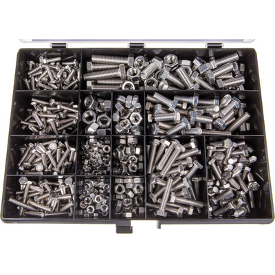 RS PRO Stainless Steel 624 Piece Hex Drive Screw/Bolt & Nut Kit