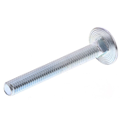 Bright Zinc Plated Steel Coach Bolt, M6 x 50mm