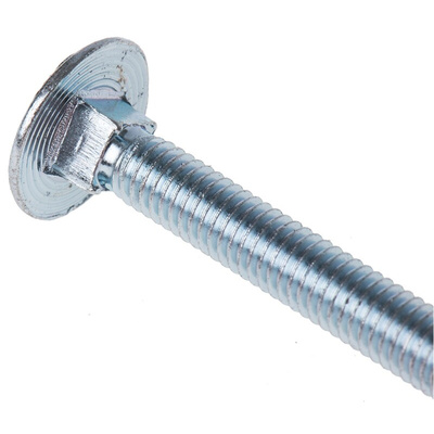 Bright Zinc Plated Steel Coach Bolt, M6 x 100mm