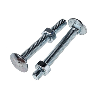 Bright Zinc Plated Steel Coach Bolt, M8 x 65mm