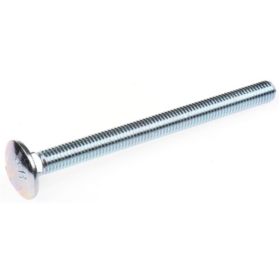 Bright Zinc Plated Steel Coach Bolt, M8 x 100mm