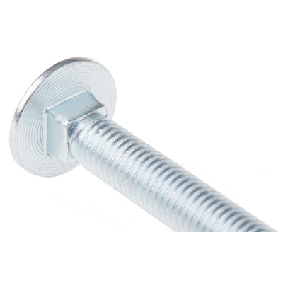 Bright Zinc Plated Steel Coach Bolt, M10 x 100mm