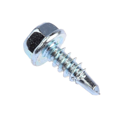 RS PRO Bright Zinc Plated Steel Self Drilling Screw M4.2 x 13mm Long