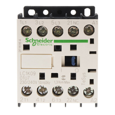 Schneider Electric LC1K Series Contactor, 230 V ac Coil, 3-Pole, 9 A, 4 kW, 3NO, 690 V ac