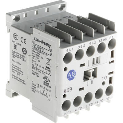 Allen Bradley 100K Series Contactor, 230 V ac Coil, 3-Pole, 9 A, 4 kW, 3NO, 690 V ac