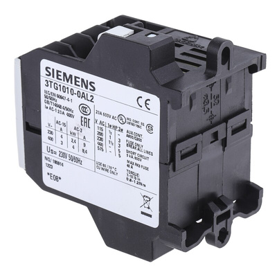 Siemens 3TG1 Series Contactor, 230 V ac Coil, 4-Pole, 4 A, 4 kW, 4NO, 400 V ac