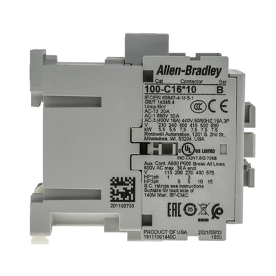 Allen Bradley 100C Series Contactor, 24 V ac Coil, 3-Pole, 16 A, 7.5 kW, 3NO, 690 V ac