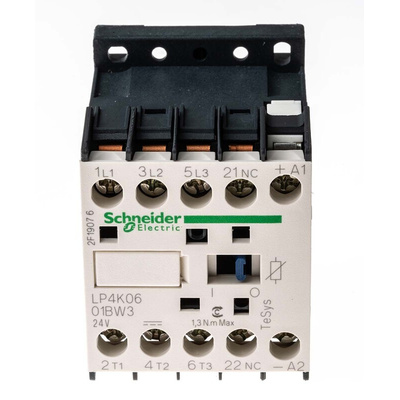 Schneider Electric LP4K Series Contactor, 24 V dc Coil, 3-Pole, 6 A, 3 kW, 3NO, 690 V ac