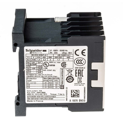 Schneider Electric LP4K Series Contactor, 24 V dc Coil, 3-Pole, 6 A, 3 kW, 3NO, 690 V ac