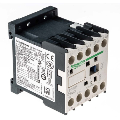 Schneider Electric LP4K Series Contactor, 24 V dc Coil, 3-Pole, 6 A, 3 kW, 3NO, 690 V ac