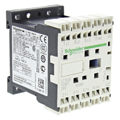 Schneider Electric LC1K Series Contactor, 24 V ac Coil, 3-Pole, 6 A, 2.2 kW, 3NO, 690 V ac