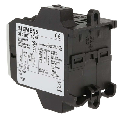 Siemens 3TG1 Series Contactor, 24 V dc Coil, 4-Pole, 20 A, 3NO + 1NC, 400 V ac