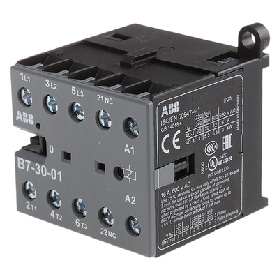 ABB B Series Contactor, 230 V ac Coil, 3-Pole, 9 A, 5.5 kW, 3NO, 690 V ac