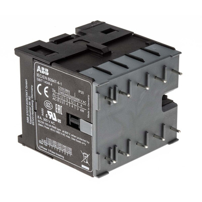 ABB B Series Contactor, 24 V dc Coil, 3-Pole, 6 A, 4 kW, 3NO, 690 V ac