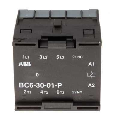 ABB B Series Contactor, 24 V dc Coil, 3-Pole, 6 A, 4 kW, 3NO, 690 V ac