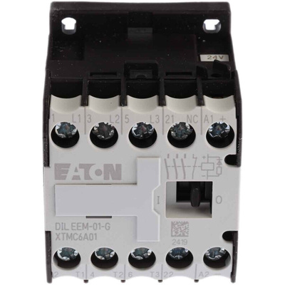 Eaton Contactor, 24 V dc Coil, 1-Pole, 6.6 A, 3 kW, 3NO, 690 V ac