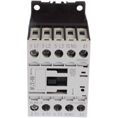 Eaton Contactor, 24 V ac Coil, 3-Pole, 12 A, 5.5 kW, 3NO, 400 V ac