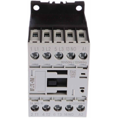 Eaton Contactor, 110 V ac Coil, 3-Pole, 12 A, 5.5 kW, 1NO, 400 V ac