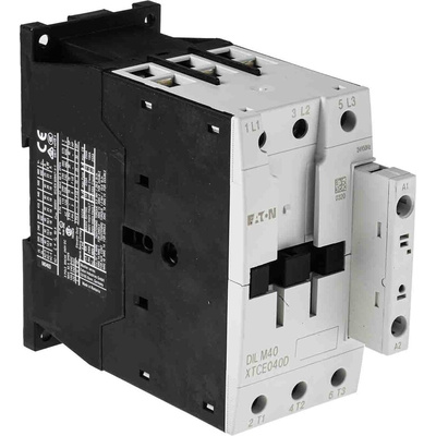 Eaton Contactor, 24 V ac Coil, 3-Pole, 40 A, 18.5 kW, 3NO, 400 V ac