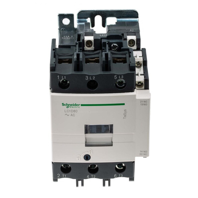 Schneider Electric LC1D Series Contactor, 115 V ac Coil, 3-Pole, 80 A, 45 kW, 3NO, 1 kV ac