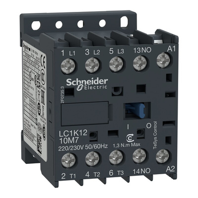 Schneider Electric LC1K Series Contactor, 230 V ac Coil, 3-Pole, 12 A, 5.5 kW, 3NO, 440 V ac