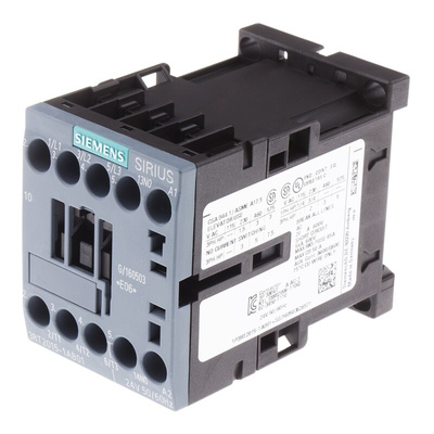 Siemens 3RT2 Series Contactor, 24 V ac Coil, 3-Pole, 7 A, 3 kW, 3NO, 400 V ac