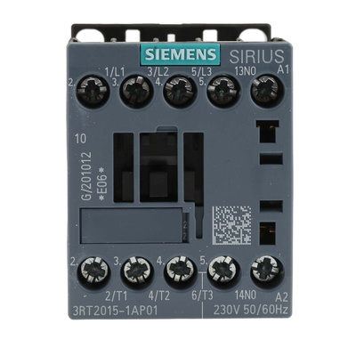 Siemens 3RT2 Series Contactor, 230 V ac Coil, 3-Pole, 7 A, 3 kW, 3NO, 400 V ac