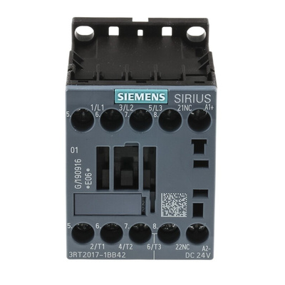 Siemens 3RT2 Series Contactor, 24 V dc Coil, 3-Pole, 12 A, 5.5 kW, 3NO, 400 V ac