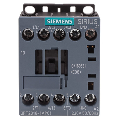 Siemens 3RT2 Series Contactor, 230 V ac Coil, 3-Pole, 16 A, 7.5 kW, 3NO, 400 V ac