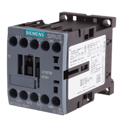 Siemens 3RT2 Series Contactor, 24 V dc Coil, 3-Pole, 16 A, 7.5 kW, 3NO, 400 V ac