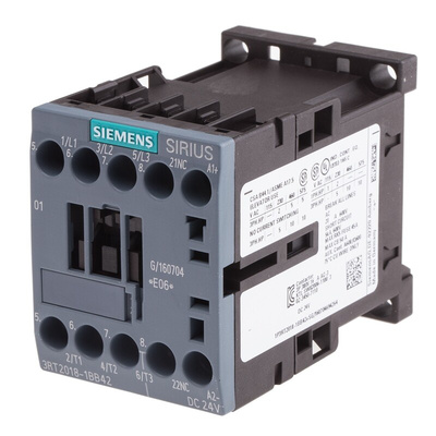 Siemens 3RT2 Series Contactor, 24 V dc Coil, 3-Pole, 16 A, 7.5 kW, 3NO, 400 V ac
