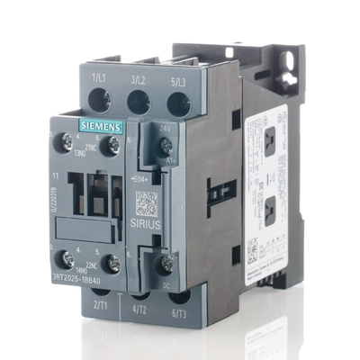 Siemens 3RT2 Series Contactor, 24 V dc Coil, 3-Pole, 17 A, 7.5 kW, 3NO, 400 V ac