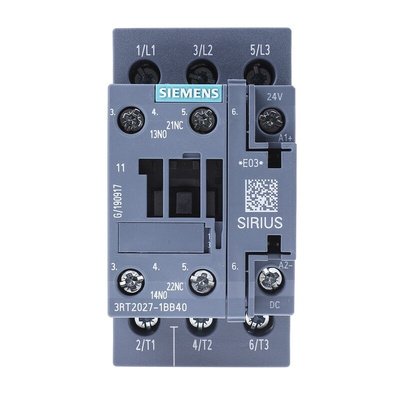 Siemens 3RT2 Series Contactor, 24 V dc Coil, 3-Pole, 32 A, 15 kW, 3NO, 400 V ac