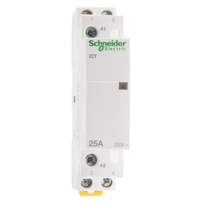Schneider Electric iCT Series Contactor, 230 V ac Coil, 2-Pole, 25 A, 2NO, 250 V ac