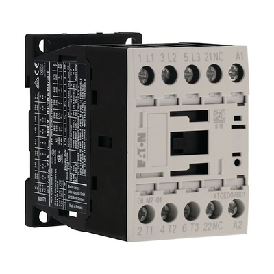 Eaton Contactor, 24 V dc Coil, 3-Pole, 7 A, 3 kW, 3NO, 400 V ac