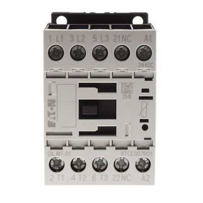 Eaton Contactor, 24 V dc Coil, 3-Pole, 7 A, 3 kW, 3NO, 400 V ac