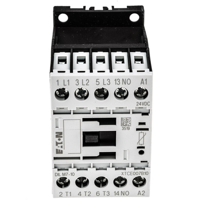 Eaton Contactor, 24 V dc Coil, 3-Pole, 7 A, 3 kW, 3NO, 400 V ac