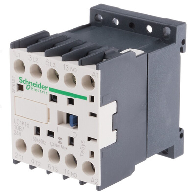 Schneider Electric LC1K Series Contactor, 24 V ac Coil, 3-Pole, 16 A, 3NO, 690 V ac