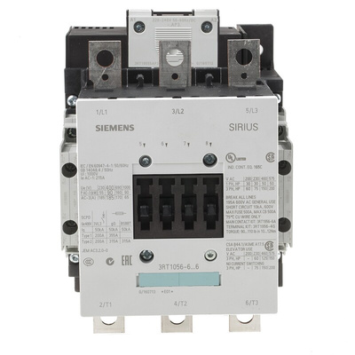 Siemens 3RT1 Series Contactor, 230 V ac Coil, 3-Pole, 185 A, 90 kW, 3NO, 400 V ac