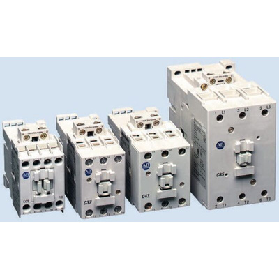 Allen Bradley 100C Series Contactor, 24 V dc Coil, 3-Pole, 43 A, 22 kW, 3NO, 690 V ac