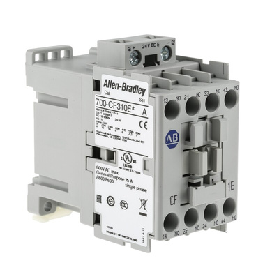 Allen Bradley 700C Series Contactor, 24 V dc Coil, 4-Pole, 25 A, 3NO + 1NC, 690 V ac