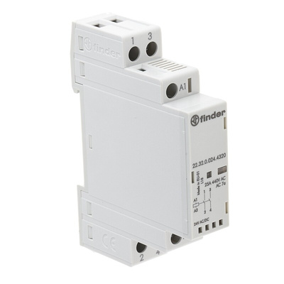 Finder 22 Series Series Contactor, 24 V ac/dc Coil, 2-Pole, 25 A