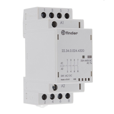 Finder 22 Series Series Contactor, 24 V ac/dc Coil, 4-Pole, 25 A