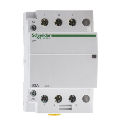 Schneider Electric iCT Series Contactor, 230 V ac Coil, 3-Pole, 63 A, 3NO, 400 V ac