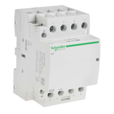 Schneider Electric iCT Series Contactor, 230 V ac Coil, 4-Pole, 63 A, 4NO, 400 V ac