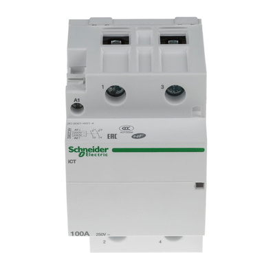 Schneider Electric iCT Series Contactor, 230 V ac Coil, 2-Pole, 100 A, 2NO, 250 V ac
