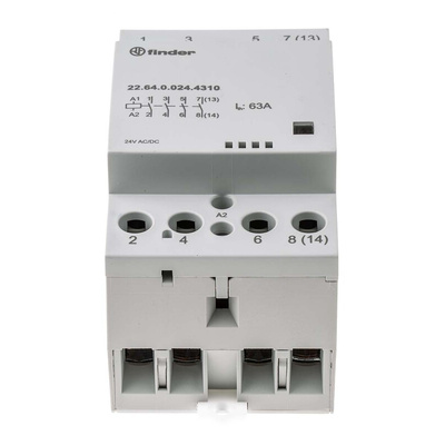 Finder 22 Series Series Contactor, 24 V ac, 24 V dc Coil, 4-Pole, 63 A