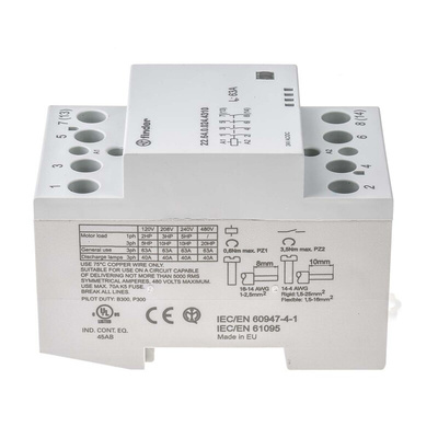 Finder 22 Series Series Contactor, 24 V ac, 24 V dc Coil, 4-Pole, 63 A